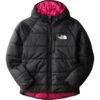 The North Face Girls' Reversible Perrito Jacket -Skiutstyrsbutikk the north face girls reversible perrito jacket tnf black fuschia pink tnf tossed around logo print